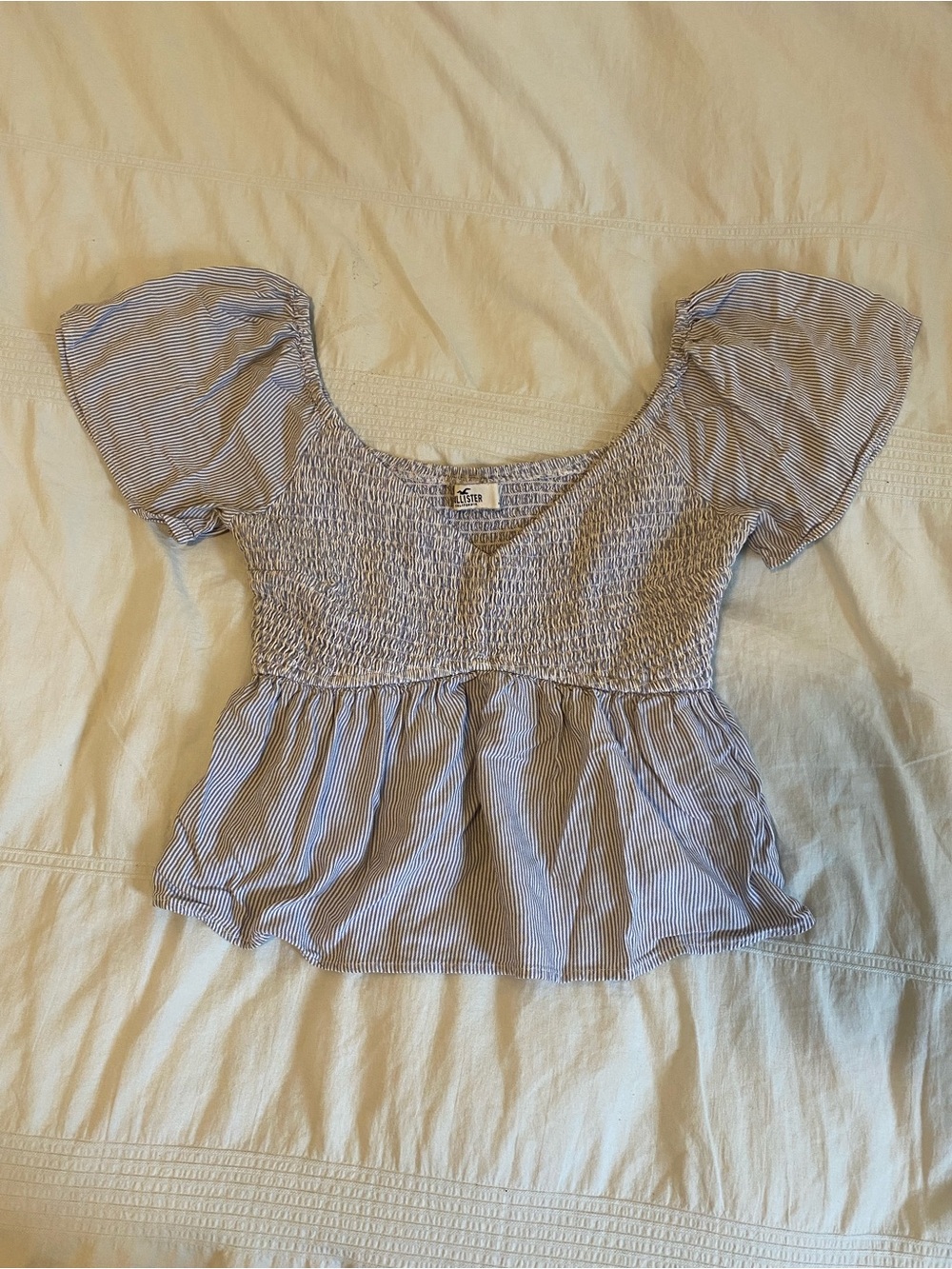 Blue striped Hollister babydoll top